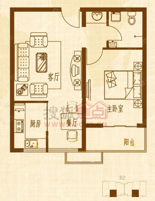 亢龙骏景一室两厅一卫_亢龙骏景户型图-保定搜狐焦点网