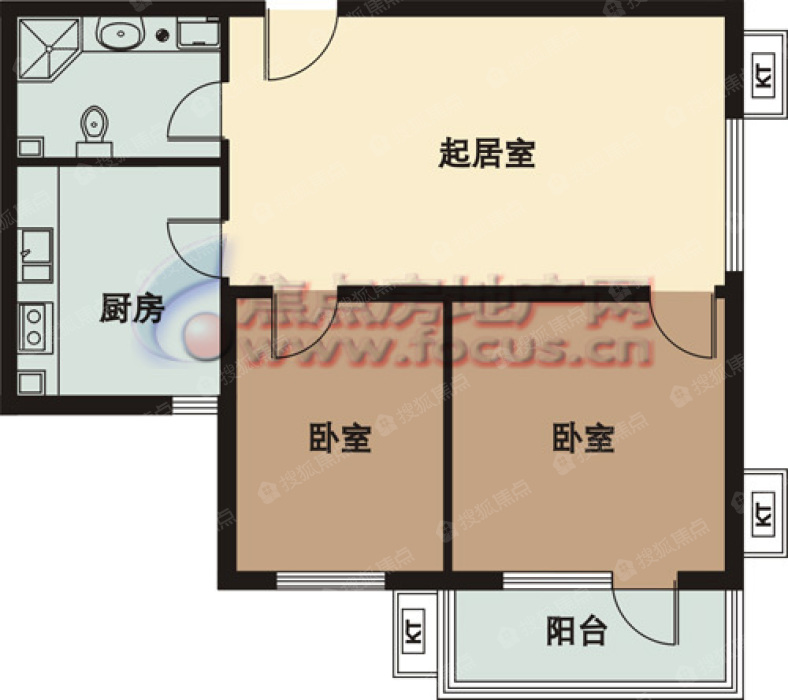 水晶公寓两室一厅一厨一卫