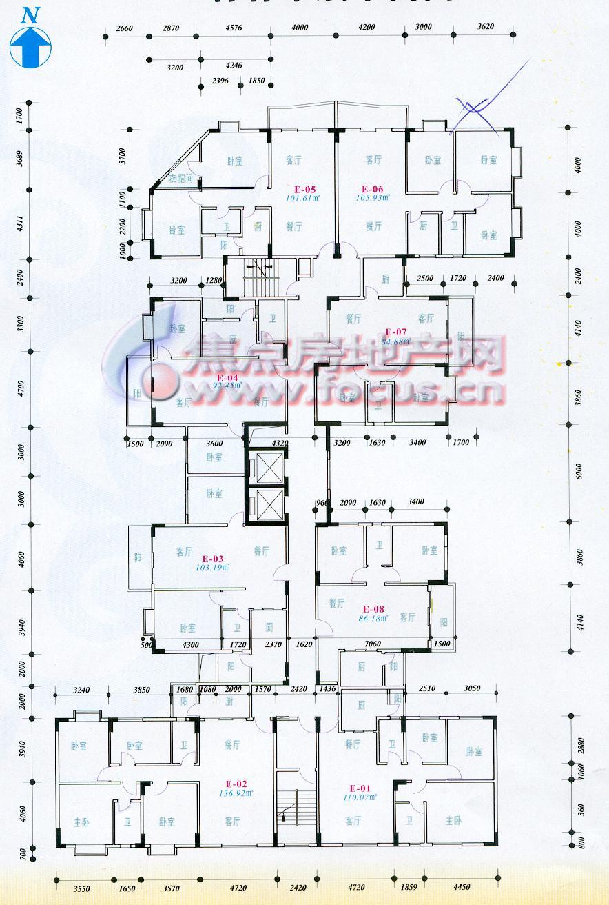 云逸苑云逸苑e栋标准层平面_云逸苑户型图-广州搜狐焦点网