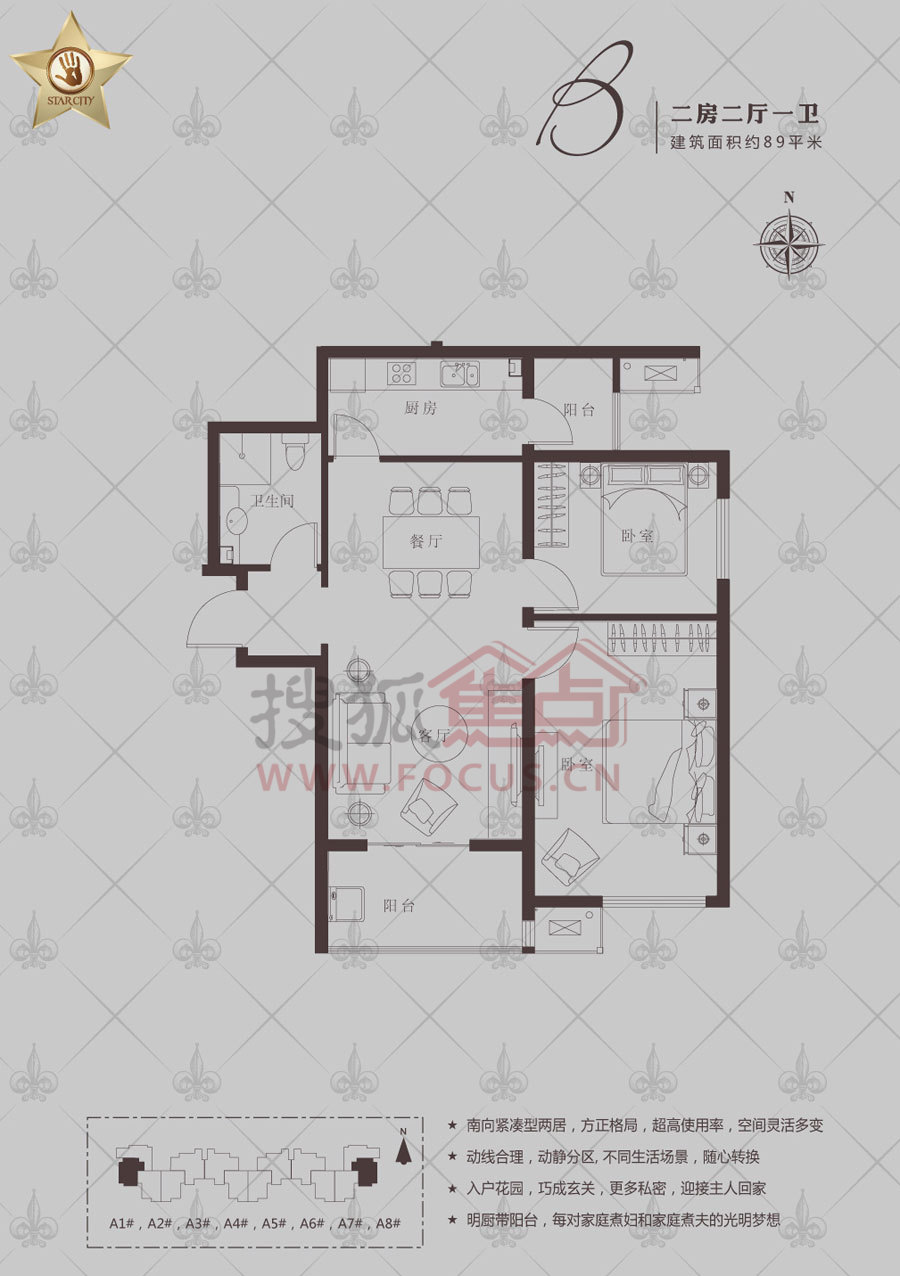 星光城二期a1-a8号楼b户型_星光城户型图-廊坊搜狐焦点网