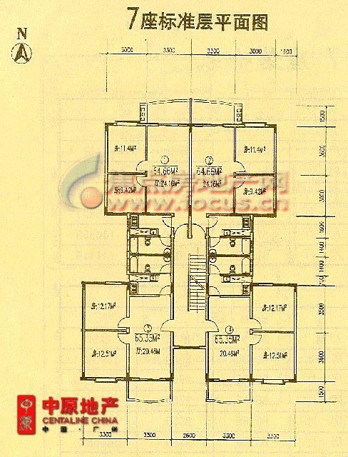 珠江半岛花园珠江半岛花园7座标准层平面_珠江半岛花园户型图-广州