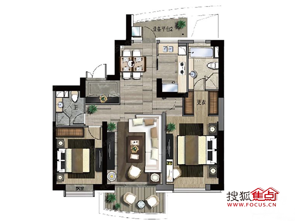 恒元悦城中间套136平户型_恒元悦城户型图-慈溪搜狐焦点网