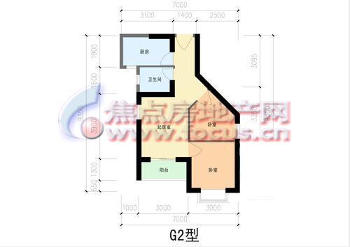 集美滨水小区g2型二房一厅一卫