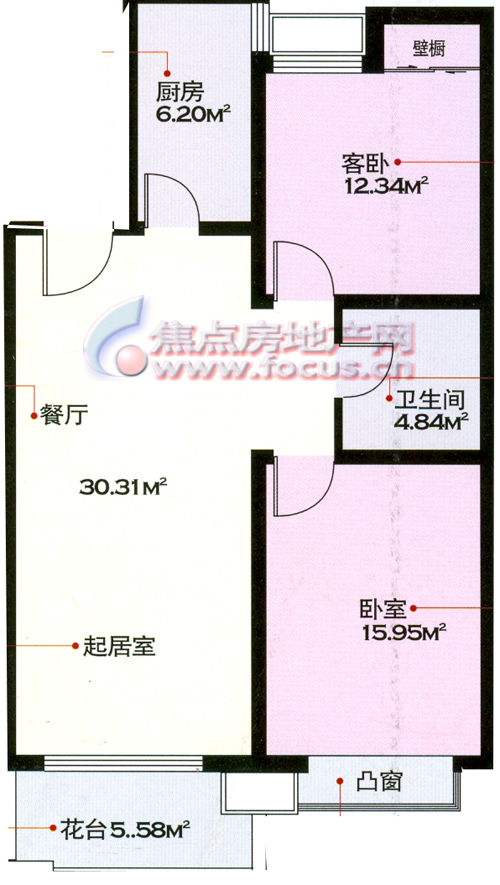 水岸江南c(偶数层) 1-3号楼二室一厅一卫约88平米