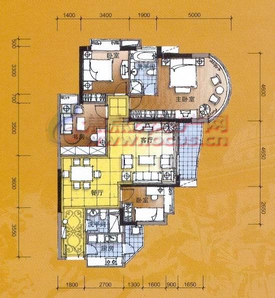 珠江帝景克莱国际公寓f栋d,e_珠江帝景户型图-广州