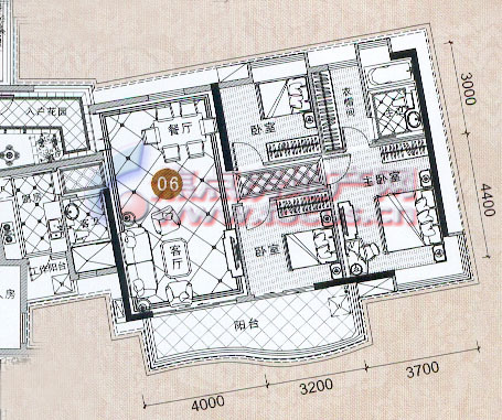 富力银禧花园a7栋御江景8-11层06单元125.07㎡三房两厅