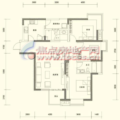 卓锦城六期紫郡三期c3-2a型_卓锦城六期紫郡户型图-成都搜狐焦点网