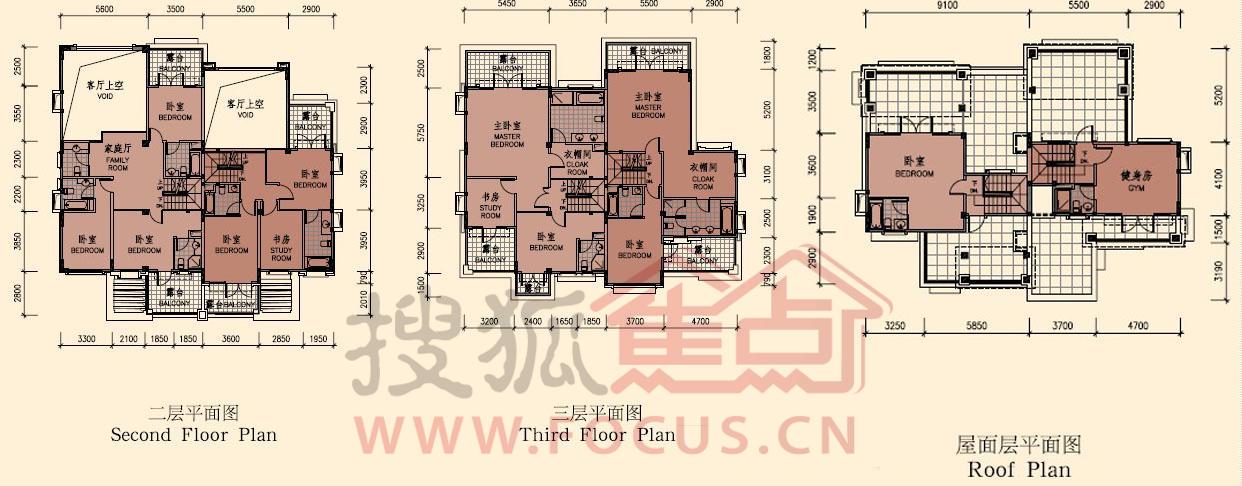 观湖园观湖园 湖畔尊墅2-3层平面_观湖园户型图-深圳