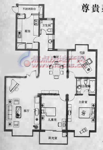92平方米i户型三室两厅双卫