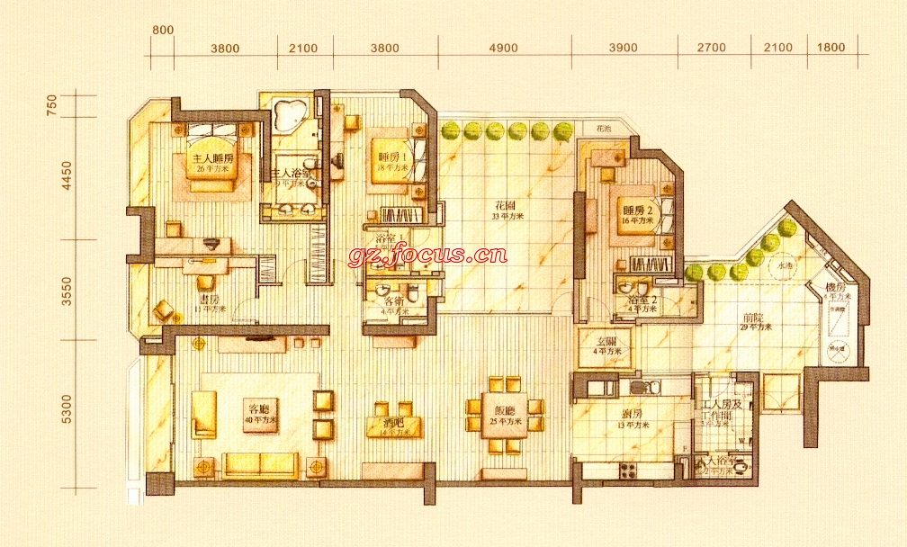 金海湾b,c座7-23层02,03单位平面_金海湾户型图-广州