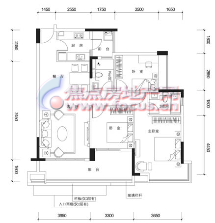 保利西江月17/18/19/20栋01单位120.65㎡三房