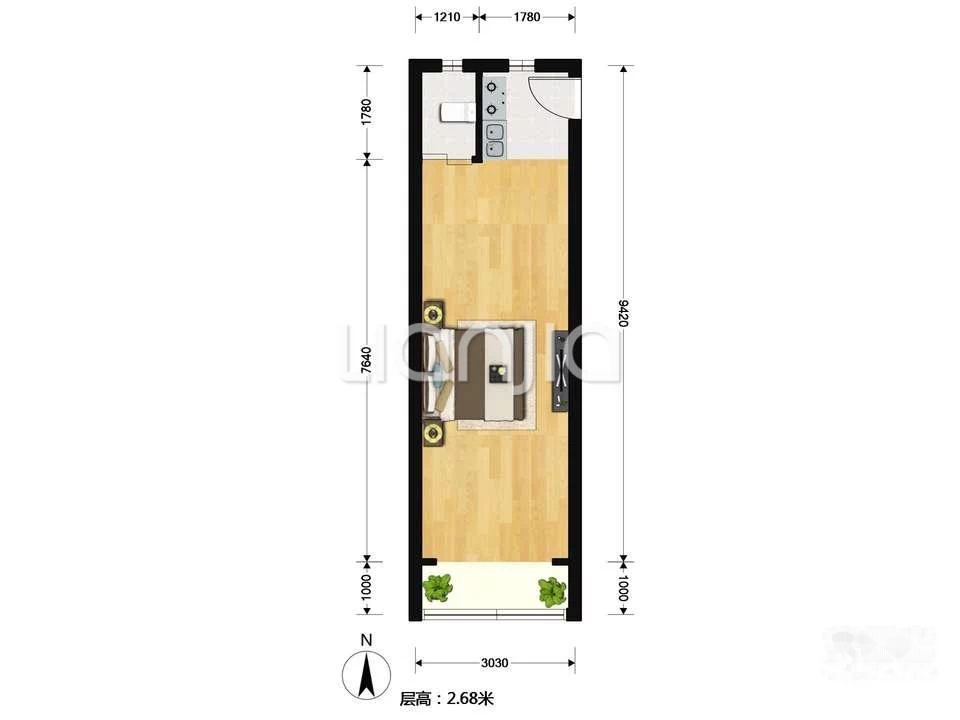 安顺路精装一室户急售,自带安顺路幼儿园,对口江五分校