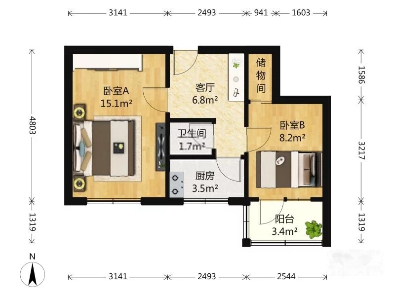 双南两居 采光好 独立小院 停车方便 小区安静交通便利