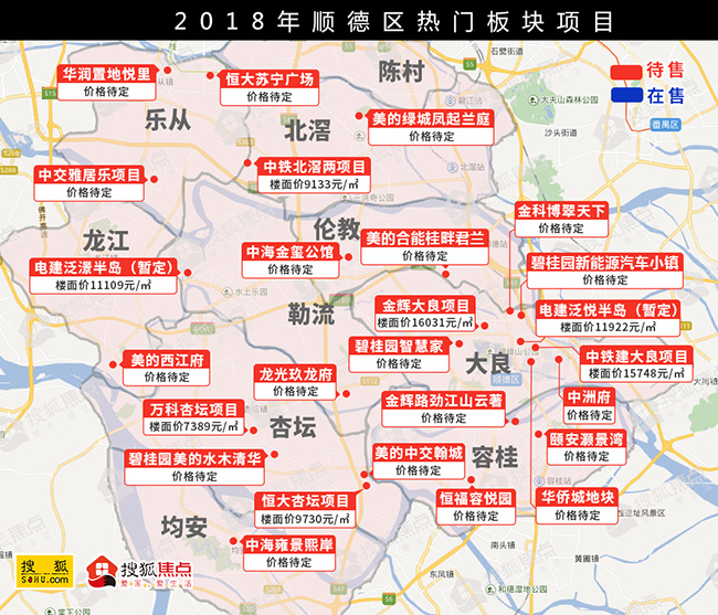 被7家房企做首進佛山第一站的順德區,成為新房企在佛山的