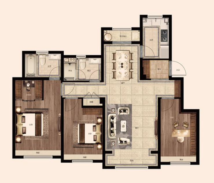 【推荐户型】洋房126平米3居