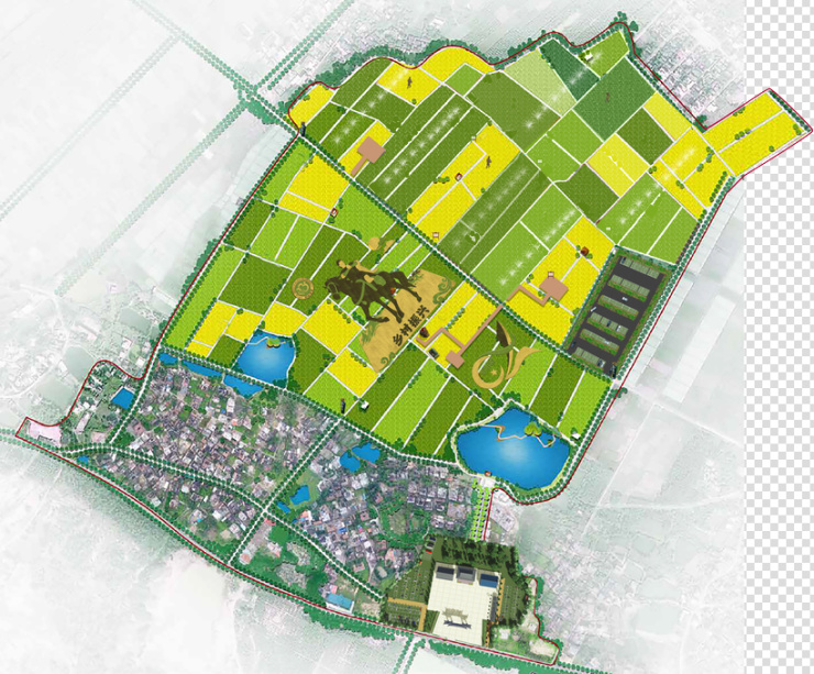 千亩稻田公园及乡村小镇规划示意图