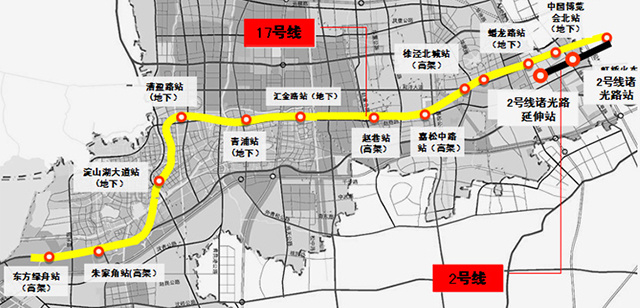 從上海地鐵獲悉,軌交17號線東起虹橋樞紐,西至東方綠洲,途徑徐涇,趙巷