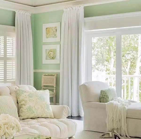 薄荷绿房间窗帘搭配图片