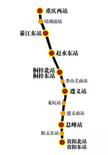 渝贵铁路线路图▲ 贵阳北站渝贵铁路全长345公里,其中重庆市境内