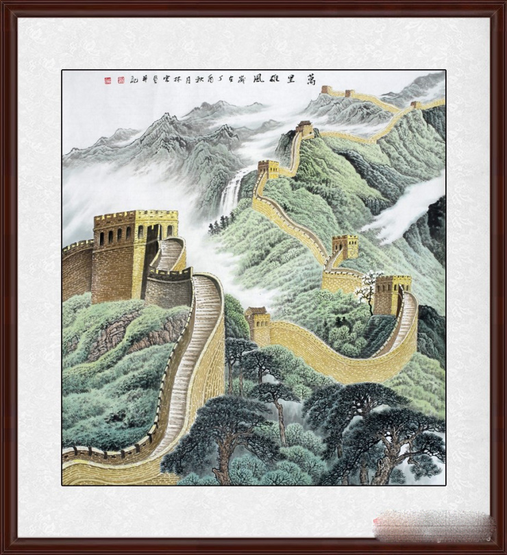 李林宏最新力作新品青绿国画长城《万里雄风》作品来源:易从网