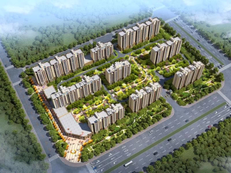 (项目鸟瞰示意图)广灵碧桂园地处广灵县涧东新区永安东街与秀水路交汇