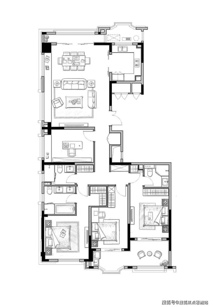 元垄城澜园售楼处欢迎您-楼盘详情>建面约 192㎡ 户型a丨四房两厅三卫