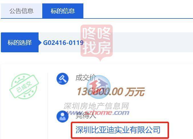 比亚迪13.68亿元拿下深圳龙...