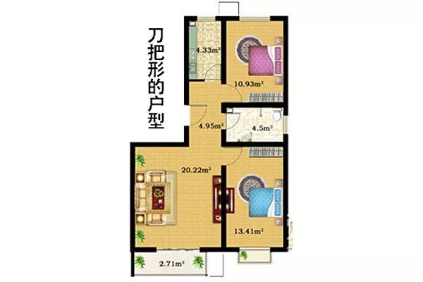 锯齿式的户型:卫生间对厨房位置差,有的户型看起来参差不齐,不太规则