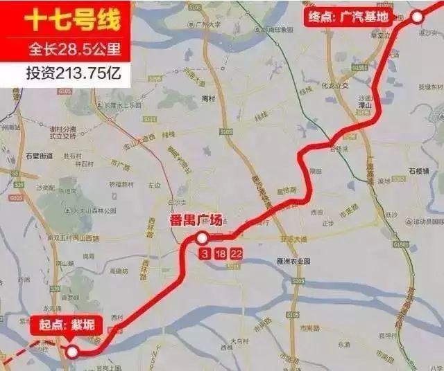 规划中的17号线规划中18号线规划中22号线来到番禺广场,他们围绕番禺