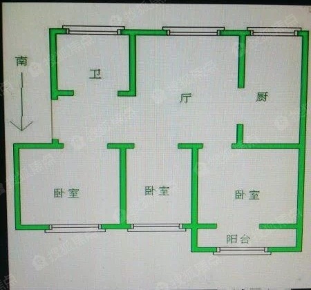 钢都126街 处干楼三房朝南 中间楼层采光无遮挡,总价低 !