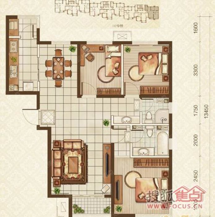 盛和嘉园经典三居115平米_盛和嘉园户型图-保定搜狐焦点网