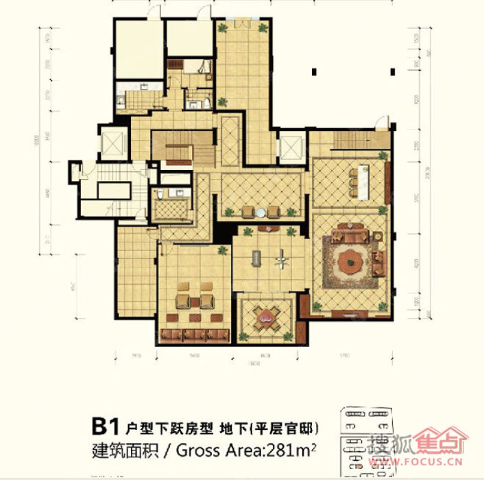 绿城上海玉兰花园御园b1户型下跃房型地下户型图