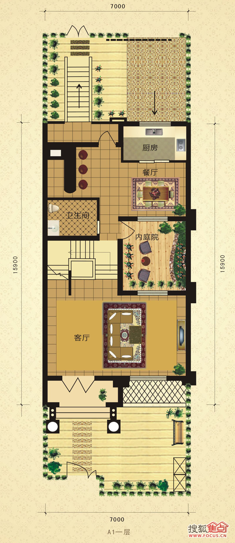 东晶佳园排屋255平米a1一层_东晶佳园户型图-绍兴搜狐焦点网