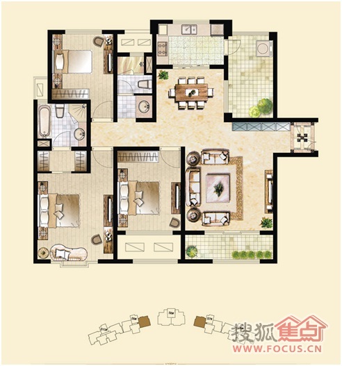 弘辉首馥弘辉首馥b5三室两厅两卫159平_弘辉首馥户型图-淮安搜狐焦点