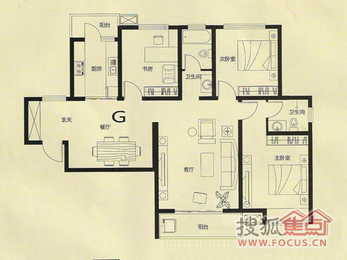 三室两厅两卫141平米g2