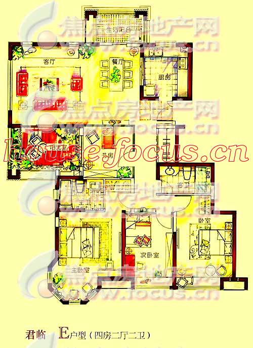 名士豪庭名士豪庭e户型四室二厅二卫户型_名士豪庭户型图-济南搜狐