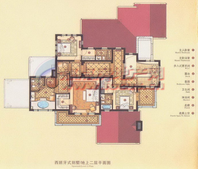 上海綠城玫瑰園綠城玫瑰園-西班牙式別墅地上二層_上海綠城玫瑰園戶型