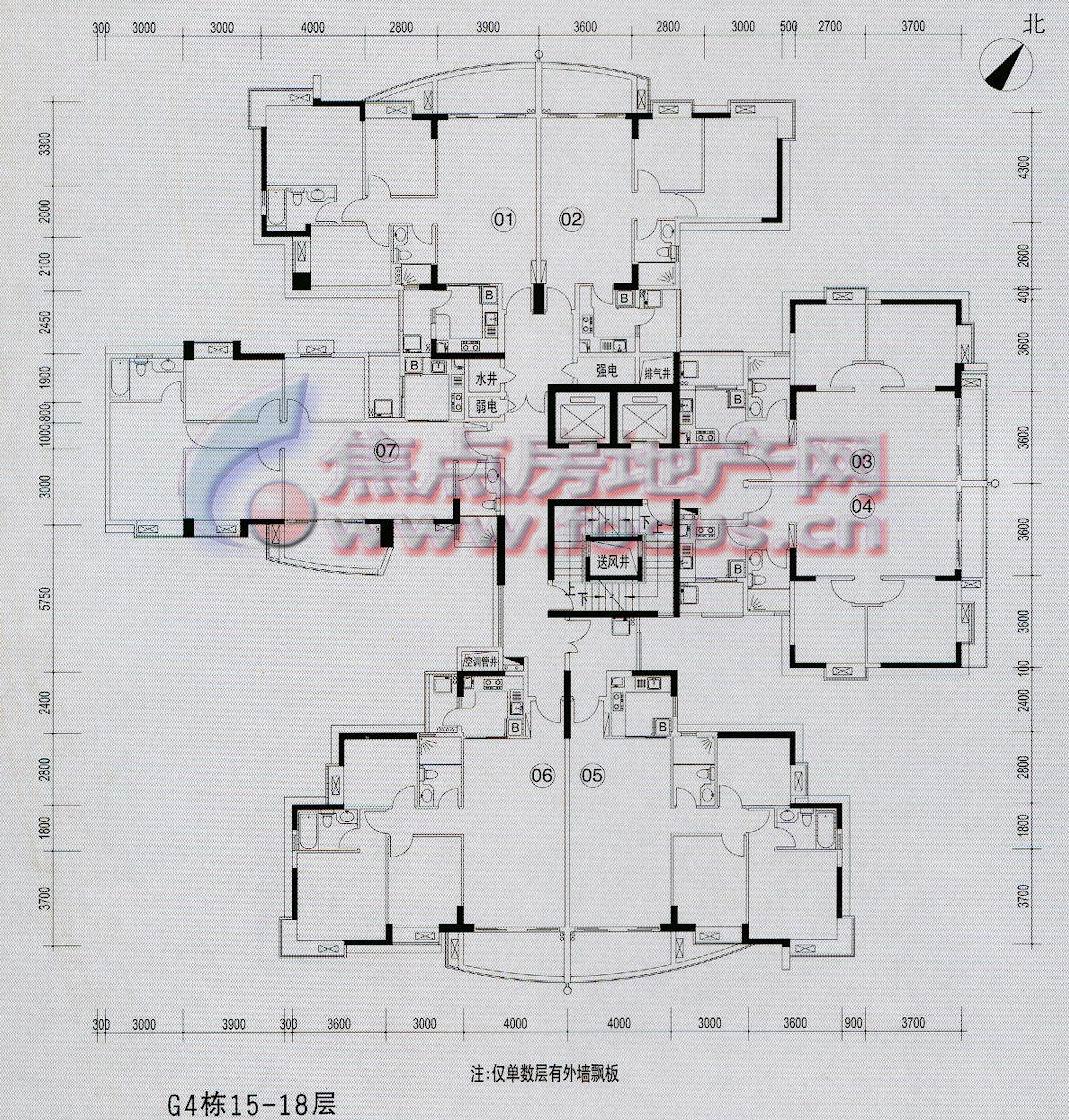 富力现代广场g4栋15-18层平面