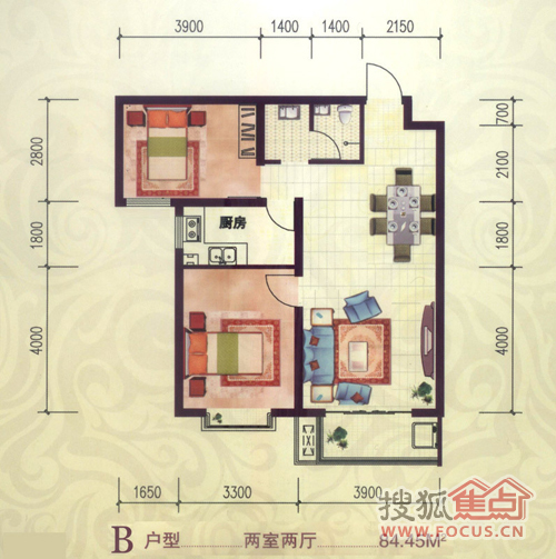 45平米b_鑫龙湾户型图-石家庄搜狐焦点网